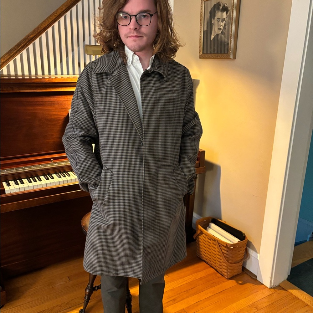 J. Crew Men's Black and Gray Trench Coat